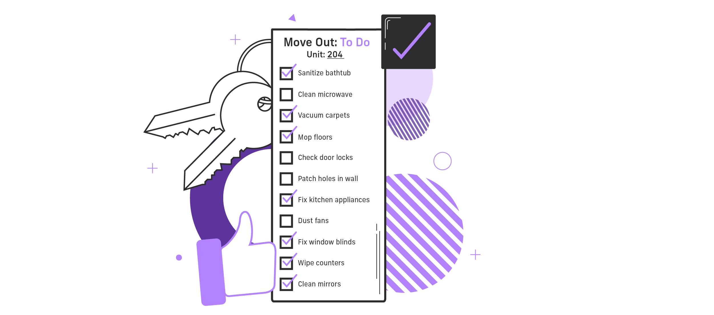 An illustration of a move-out check list