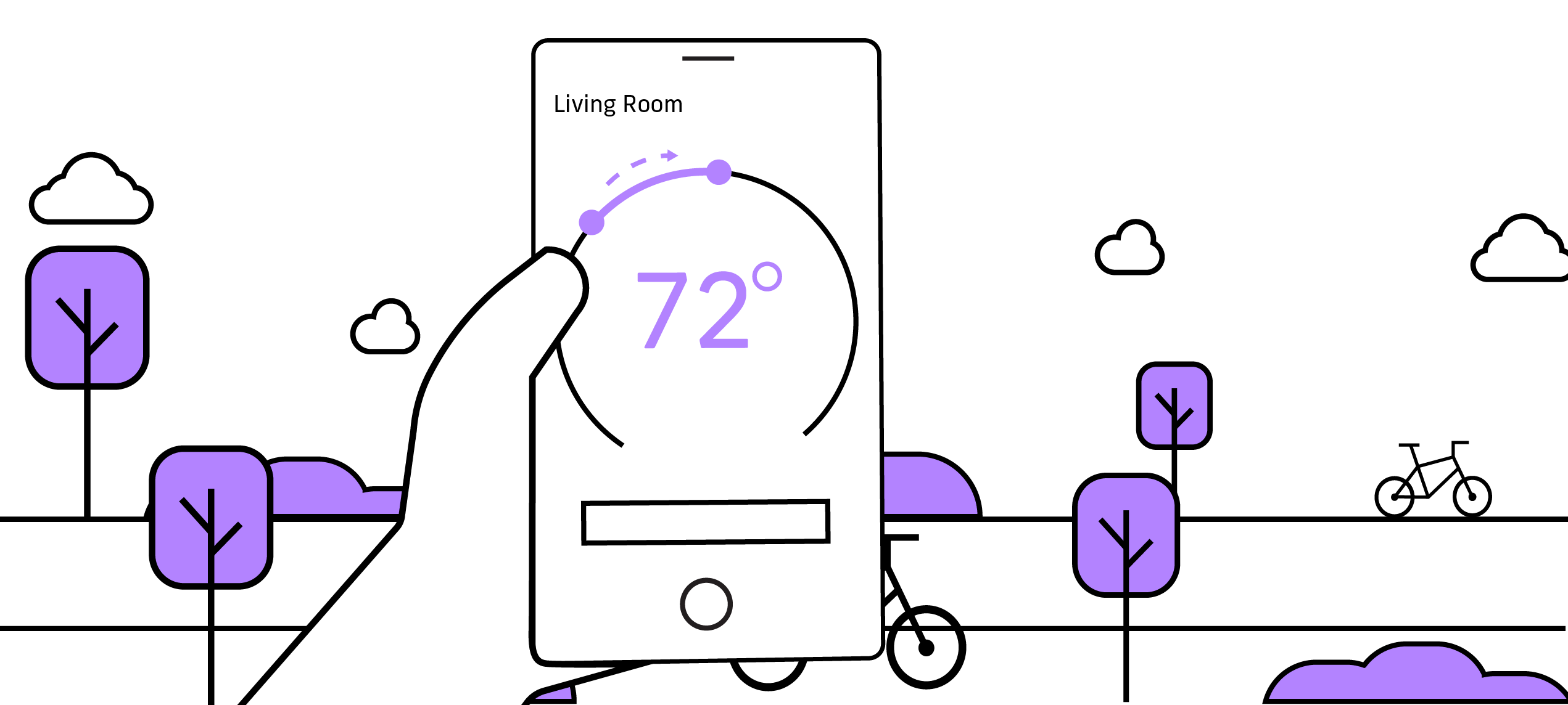 An illustration of a smart phone using Quext IoT interface.