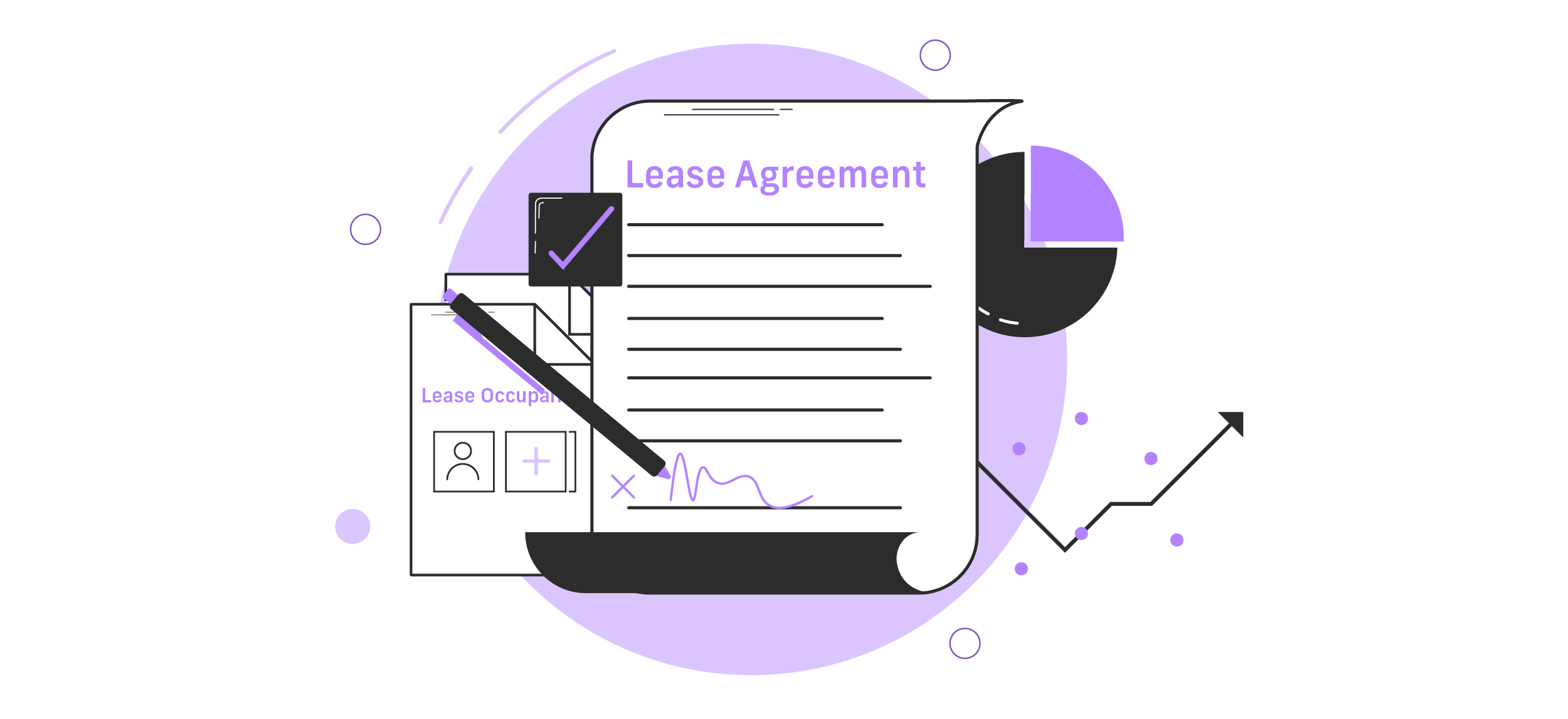 An illustration of a leasing agreement symbolizing a property management software's ability to creating leasing reports.