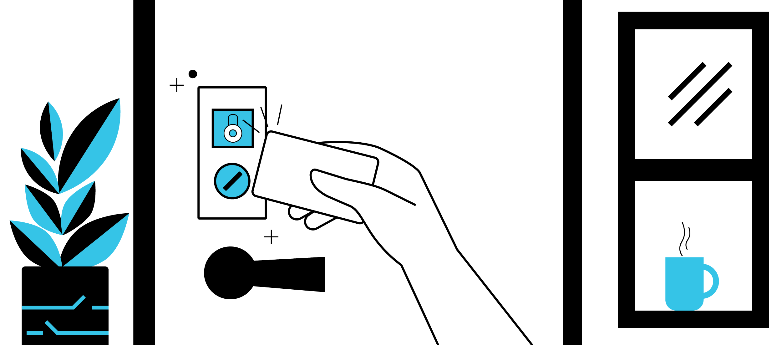 An illustration of a resident using their door smart lock.